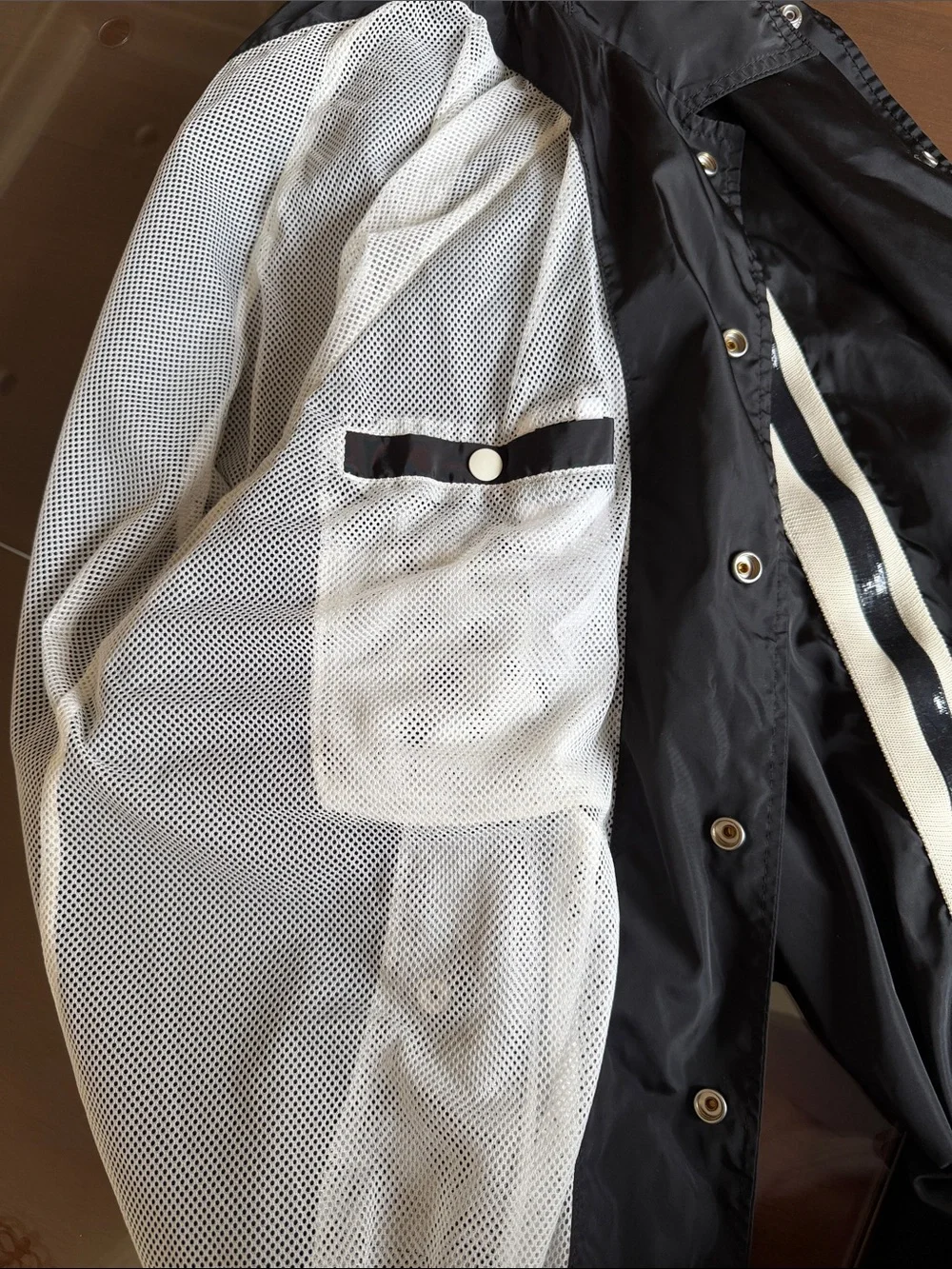 Diesel Black Windbreaker with White Snaps and Red Logo Medium Like New